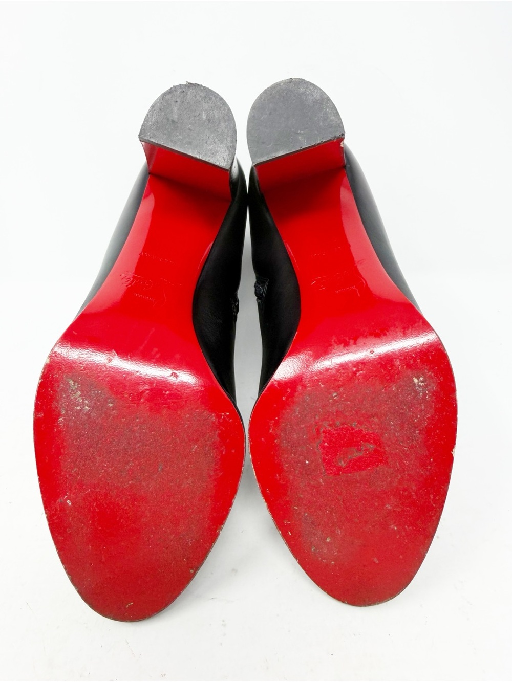 Christian Louboutin Adox Black Leather Block Heel Ankle Boots Womens EU 36.5 - Picture 9 of 10